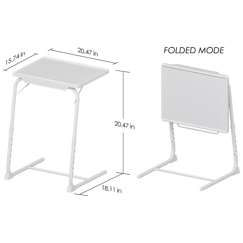 Adjustable TV Tray Table - TV Dinner Tray on Bed & Sofa, Comfortable Folding Table with 6 Height (2)